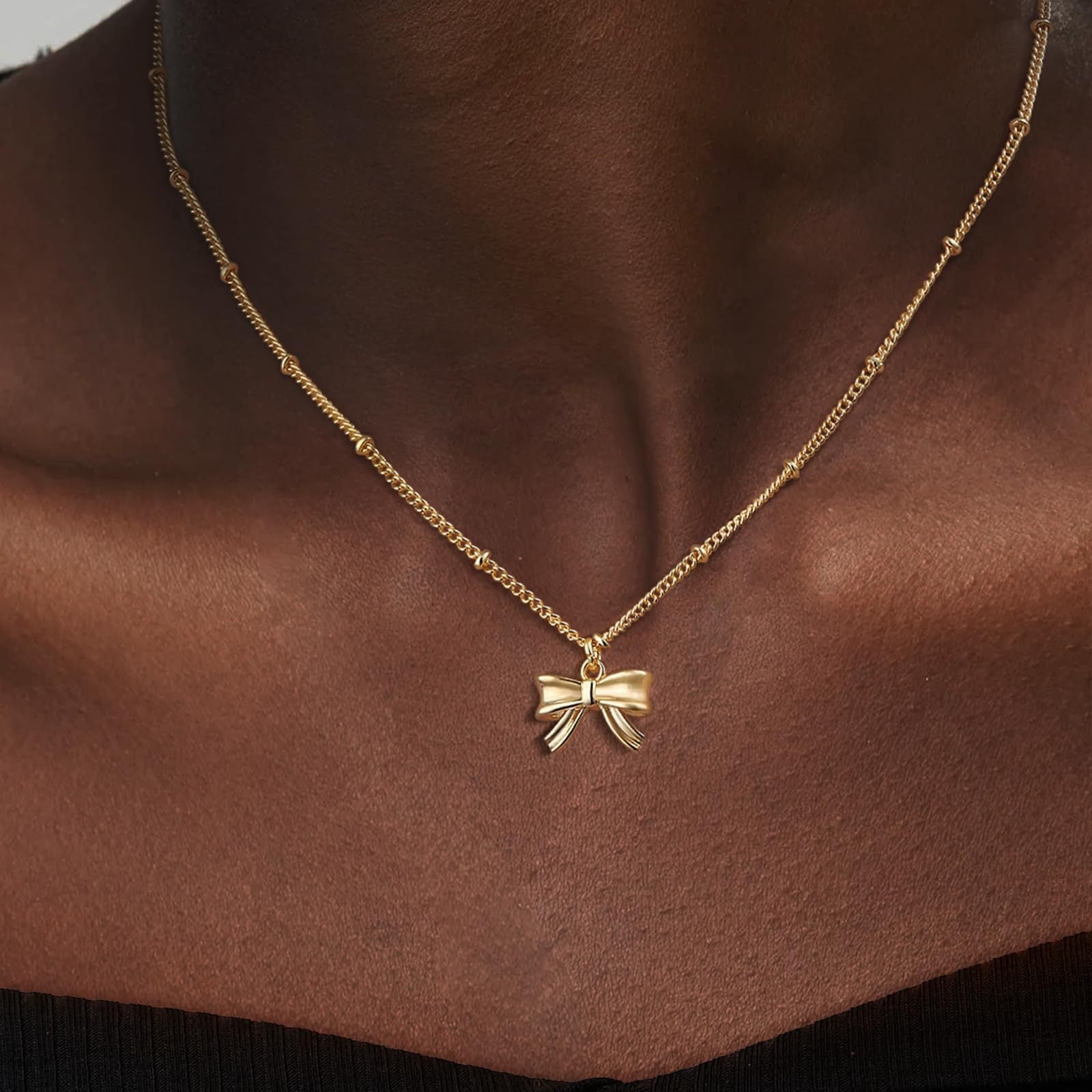 Women's Bow Stylish Simple Personality Gold Clavicle Necklaces