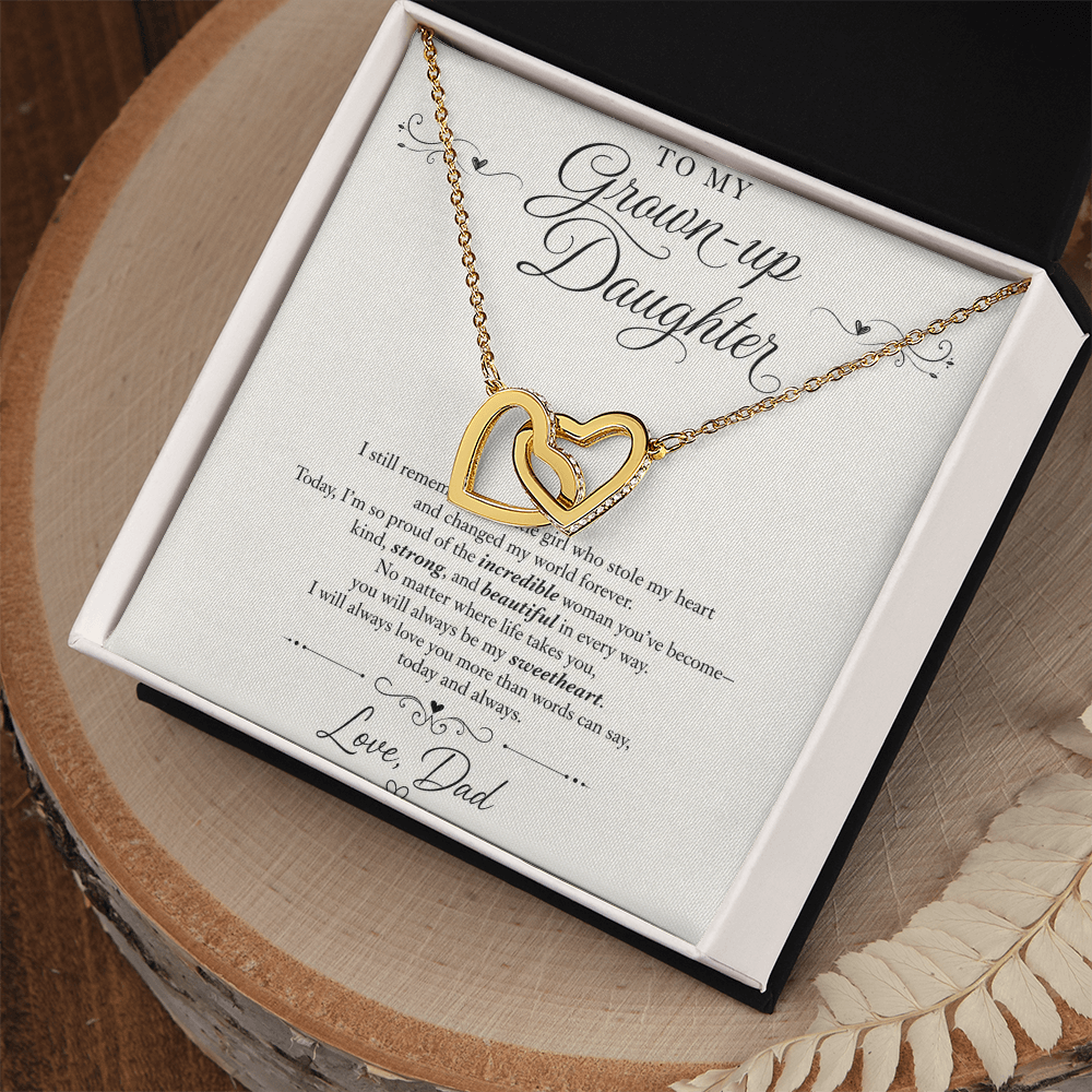Interlocking Hearts Necklace - Yellow & White Gold Variants