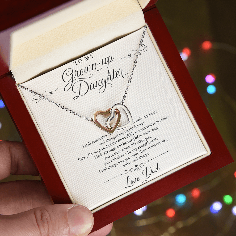 Interlocking Hearts Necklace - Yellow & White Gold Variants