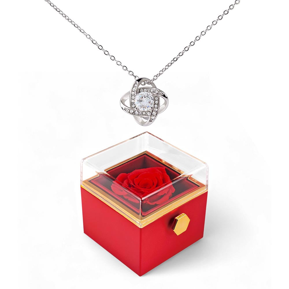 Love Knot Necklace with Red Heart Rose Box