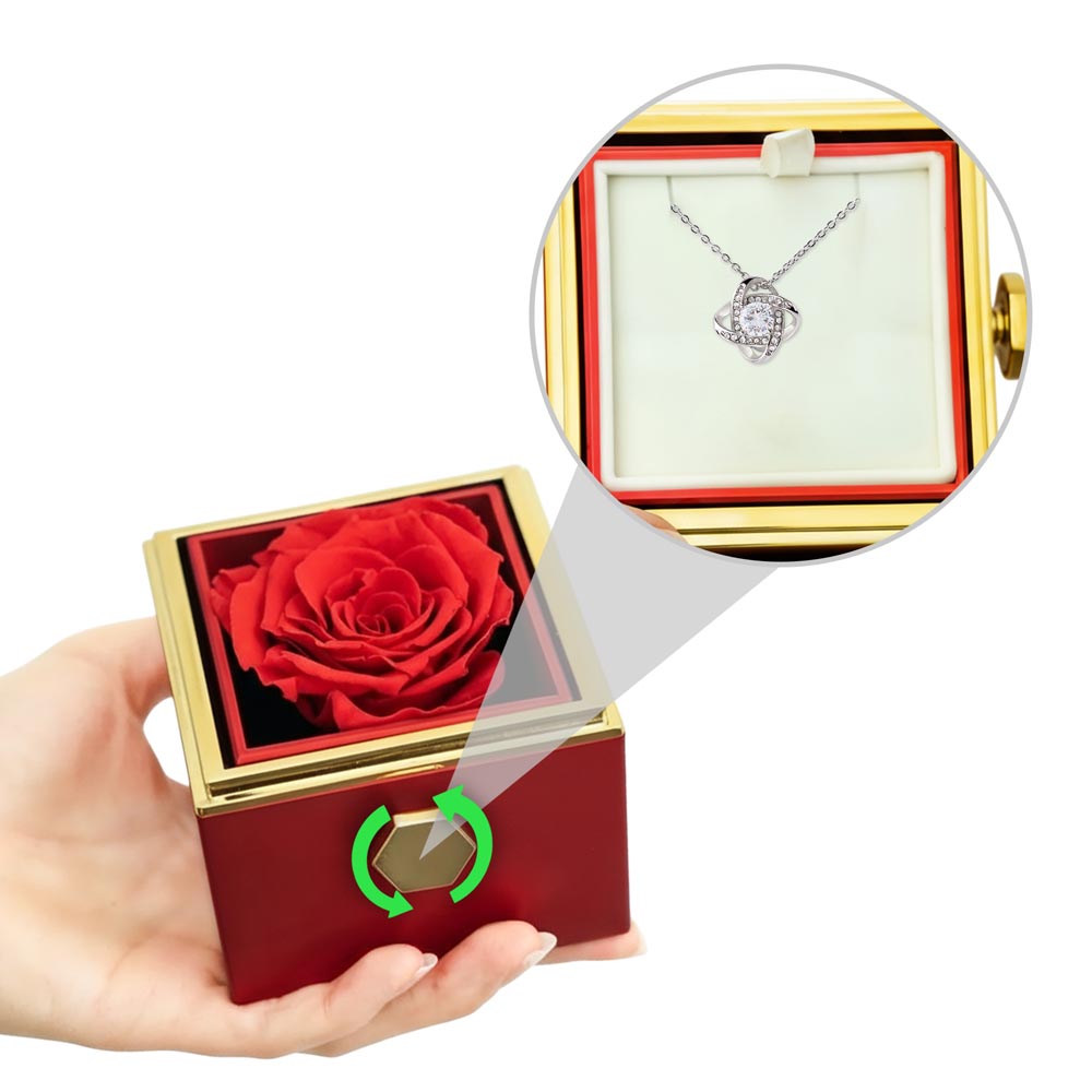 Love Knot Necklace with Red Heart Rose Box