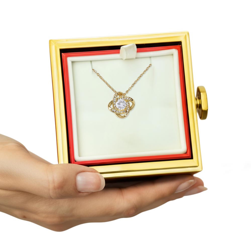 Love Knot Necklace with Red Heart Rose Box