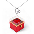 Love Knot Necklace with Red Heart Rose Box