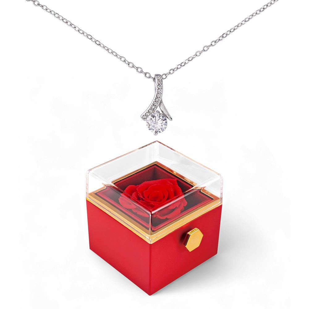Alluring Beauty Necklace with Red Heart Rose Box