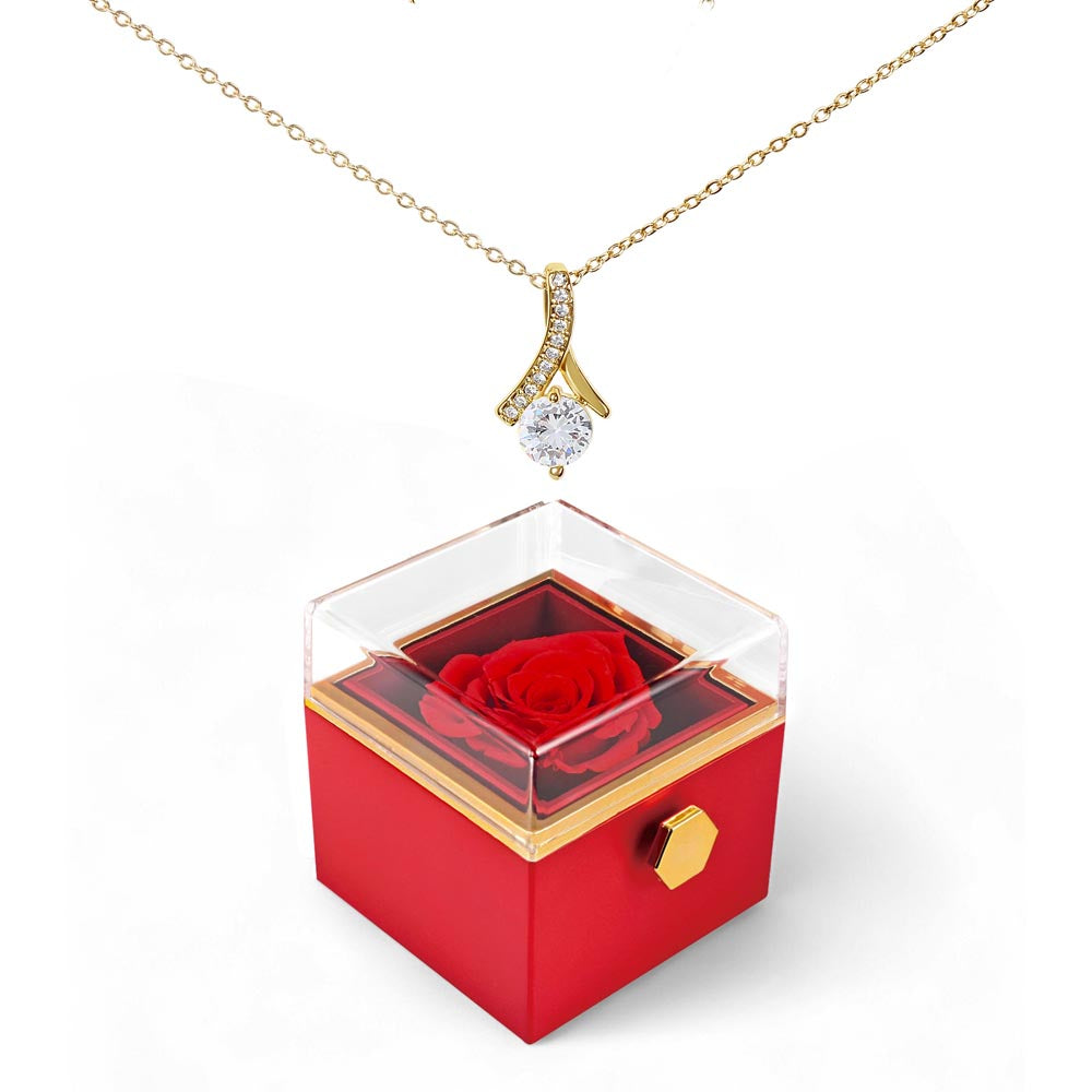Alluring Beauty Necklace with Red Heart Rose Box