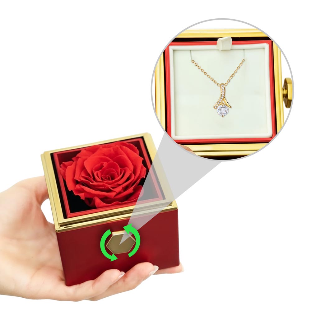 Alluring Beauty Necklace with Red Heart Rose Box