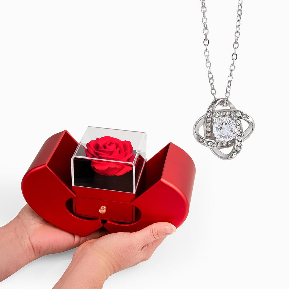 Forever Love Necklace with Red Heart Rose Box