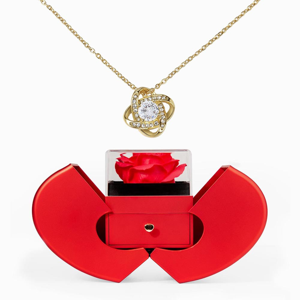 Forever Love Necklace with Red Heart Rose Box