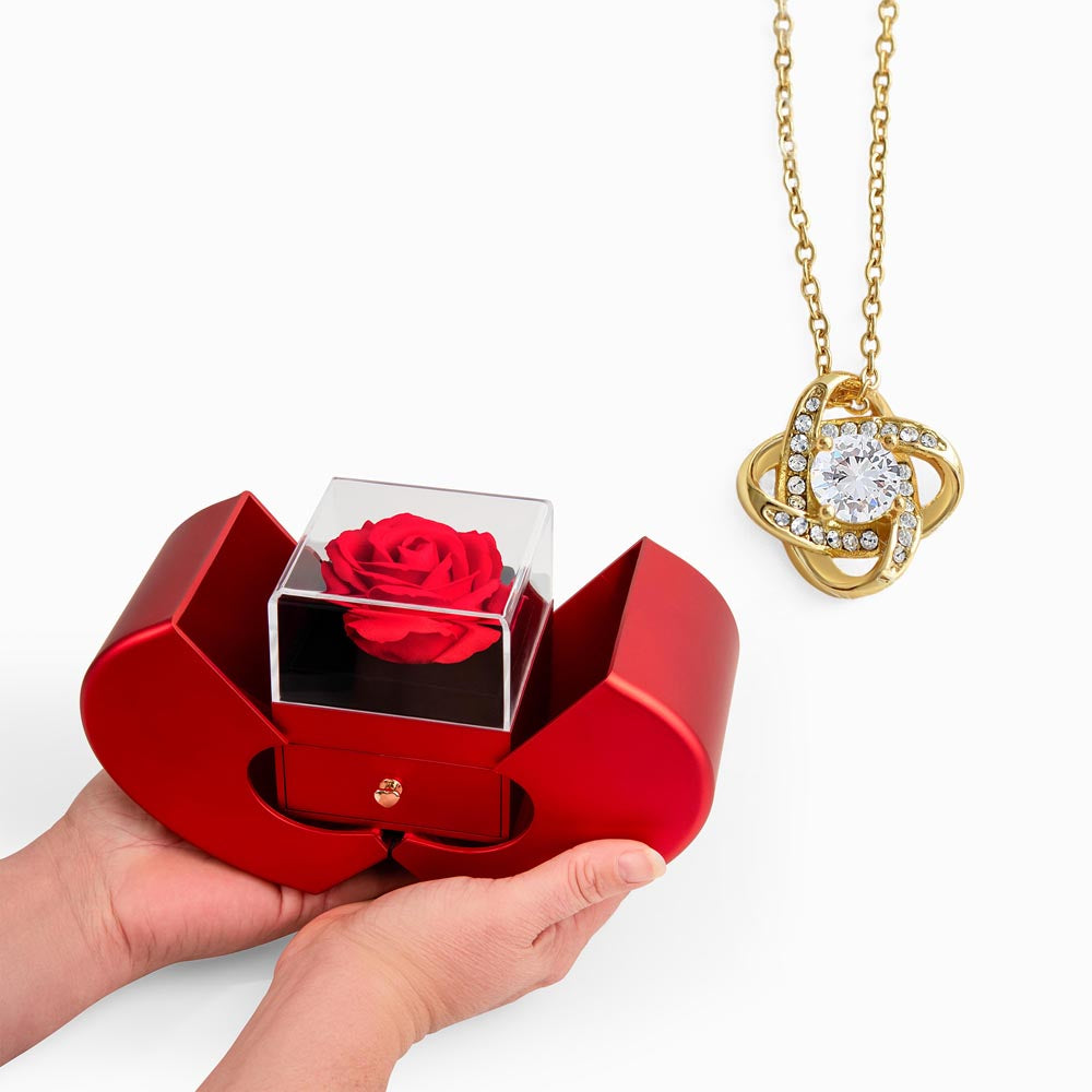 Forever Love Necklace with Red Heart Rose Box